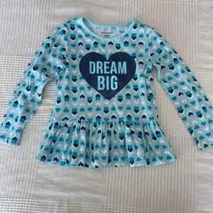 4T - Girl’s Blue Heart Print Top